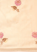 Cream Fancy Embroidery Tussar Saree - Taashi