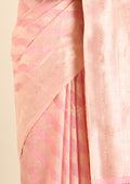 Pastel Pink Traditional Woven Tussar Saree - Taashi