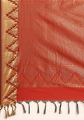 Marron Semi Kanchipuram Saree With Zari Temple Butta And Zari Temple Border Saree - Taashi