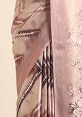 Dusty Pink Zigzag Leheriya Printed Satin Saree - Taashi