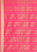 Cream And Magenta Woven Stripes 2D Dyed Crepe Saree - Taashi