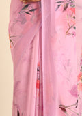 Dusty Pink Multicolor Floral Printed Georgette Saree - Taashi