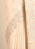 Cream Fancy Embroidery Tussar Saree - Taashi