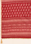 Maroon Batik Floral Butta Printed Cotton Saree - Taashi