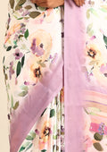 White A/O Floral Printed Satin Saree - Taashi
