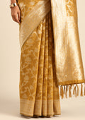 Mustard Jaal Woven Tussar Saree - Taashi