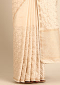 Cream Fancy Embroidery Tussar Saree - Taashi