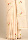 Cream Fancy Embroidery Tussar Saree - Taashi