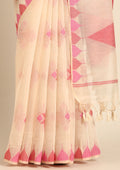 Beige Kasuti Pattern Woven Tussar saree - Taashi