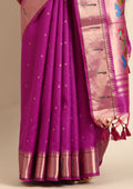 Violet Paithani Pattern Tussar Saree - Taashi