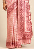 Dusty Pink Butti Printed Art Tussar Matka Silk Saree - Taashi