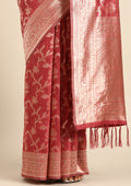 Dusty Pink Jaal Woven Tussar Saree - Taashi