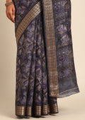 Grey A/O Floral Printed Tussar Saree - Taashi