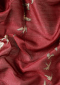 Dark Pink Bird Printed Tussar Saree - Taashi