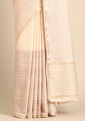 Cream Fancy Embroidery Tussar Saree - Taashi