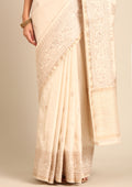 Cream Fancy Embroidery Tussar Saree - Taashi