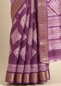 Purple Abstract Printed Tussar Saree - Taashi