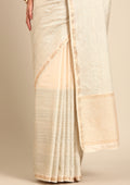 Cream Fancy Embroidery Tussar Saree - Taashi