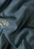 Dark Blue Floral Woven Tussar Saree - Taashi