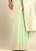 Mint Green Traditional Pattern Woven Tussar Saree - Taashi