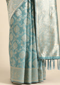 Powder Blue Jaal Woven Tussar Saree - Taashi