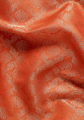 Orange Brocade Jaal Pattern Crepe Saree - Taashi
