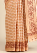 Pastel Brown Butti Printed Art Tussar Matka Silk Saree - Taashi