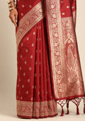 Maroon Traditional Woven Tussar Saree - Taashi