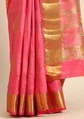 Pink Betel Leaf Woven Tussar Saree - Taashi