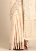 Cream Fancy Embroidery Tussar Saree - Taashi