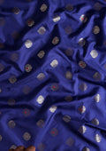 Navy Blue Allover Butta Weaving Silk Saree - Taashi