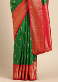 Dark Green Traditional Woven Pattern Kadial Silk Saree - Taashi