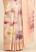 Pastel Beige Watercolor Floral Printed Georgette Saree - Taashi