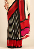 Multicolor Abstract Printed Chiffon Saree - Taashi
