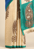 Tussar Paisley Printed Art tussar Matka Silk Saree - Taashi
