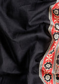 Red And Black Ajrakh Printed Cotton Saree - Taashi