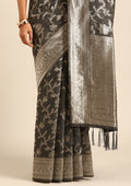 Slate Grey Jaal Woven Tussar Saree - Taashi
