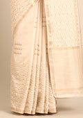 Cream Fancy Embroidery Tussar Saree - Taashi