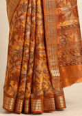 Mustard Yellow A/O Floral Printed Tussar Saree - Taashi