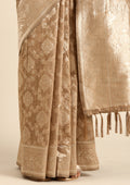 Beige Jaal Woven Tussar Saree - Taashi