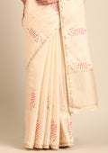 Cream Fancy Embroidery Tussar Saree - Taashi