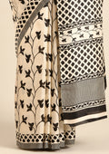 Tussar X Black Printed Art Tussar Matka Silk Saree - Taashi