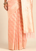 Pastel Peach Traditional Woven Tussar Saree - Taashi