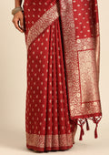 Maroon Butta Woven Tussar Saree - Taashi