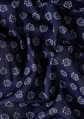 Navy Blue Batik Floral Butta Printed Cotton Saree - Taashi