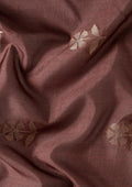 Chocolate Brown Floral Woven Tussar Saree - Taashi