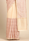 Cream Fancy Embroidery Tussar Saree - Taashi