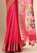Pink Paithani Pattern Tussar Saree - Taashi