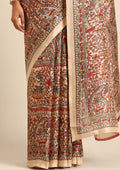 Tussar X Red Madhubani Printed Art Tussar Matka Silk Saree - Taashi