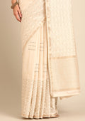 Cream Fancy Embroidery Tussar Saree - Taashi